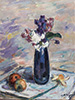 Blue bunch of flowers with a jonquil
