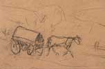 Horse and wagon at a trot